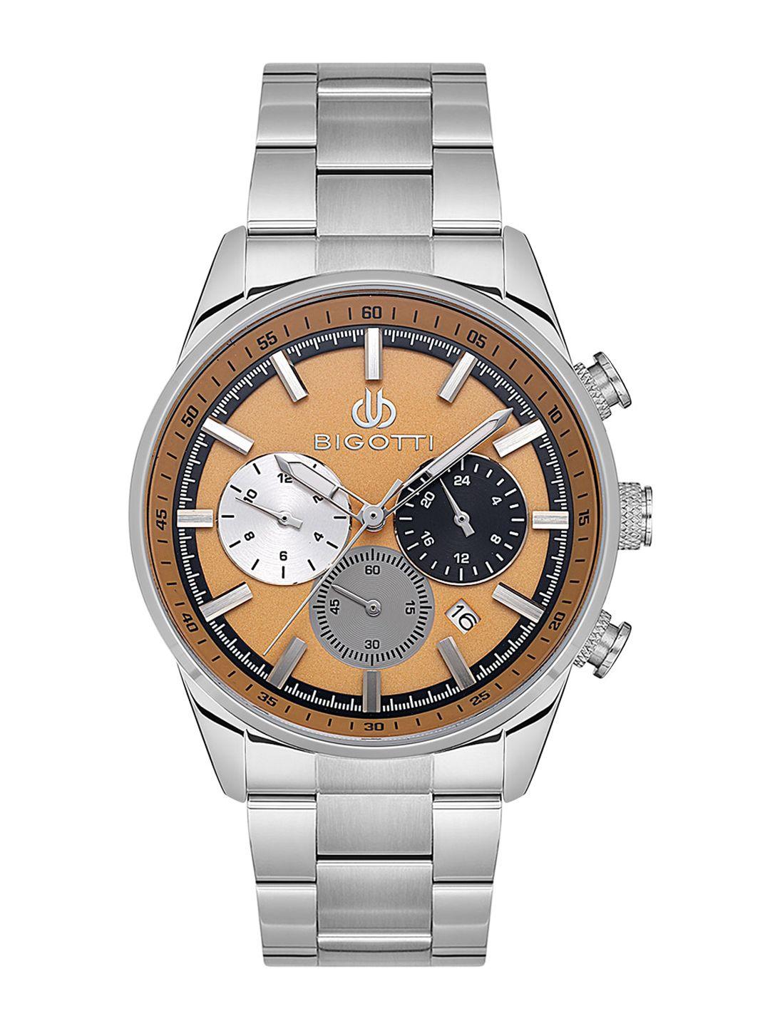 bigotti men dial & stainless steel bracelet style straps analogue watch bg.1.10542-4