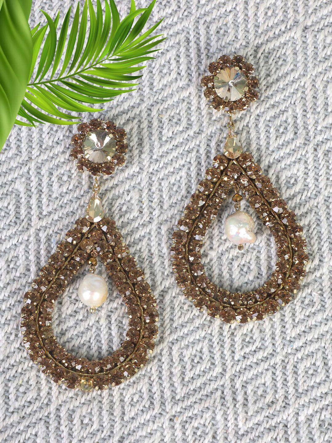 bijoux by priya chandna gold-toned contemporary drop earrings
