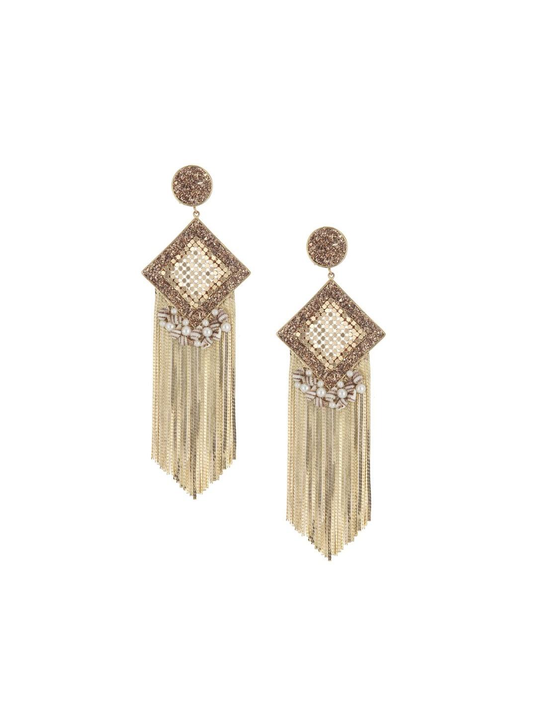 bijoux by priya chandna women gold-plated contemporary drop earrings
