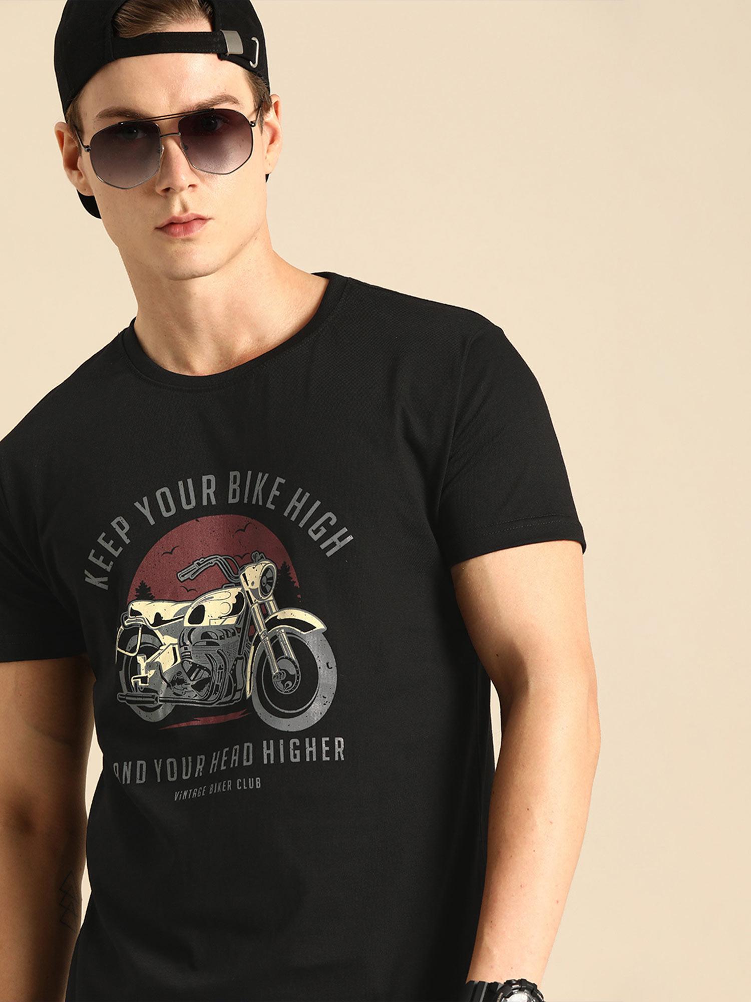 bike high head higher half sleeve t-shirt black