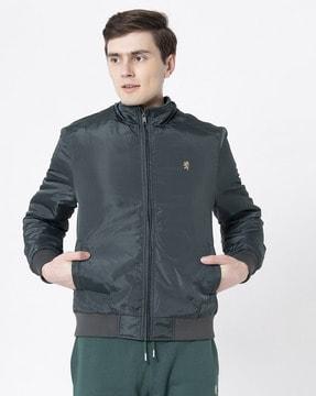 biker jacket with front zip closure