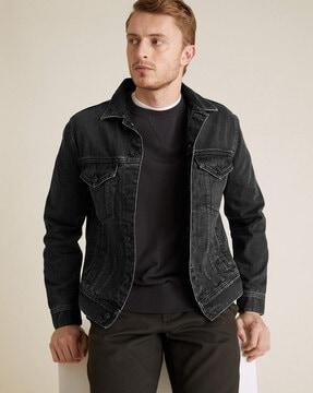 biker jacket with patch pockets