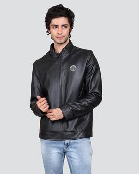 biker jacket with zip front