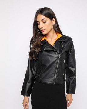 biker jacket with zip pockets