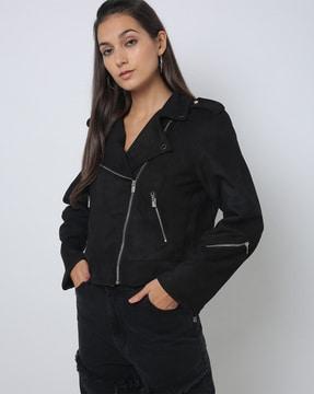 biker jacket with zipper pockets