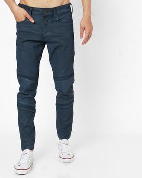 biker washed panelled slim fit jeans