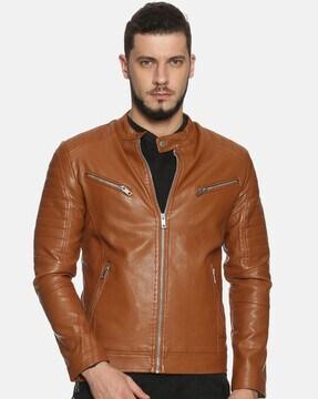 bikers jacket with zip fly-style