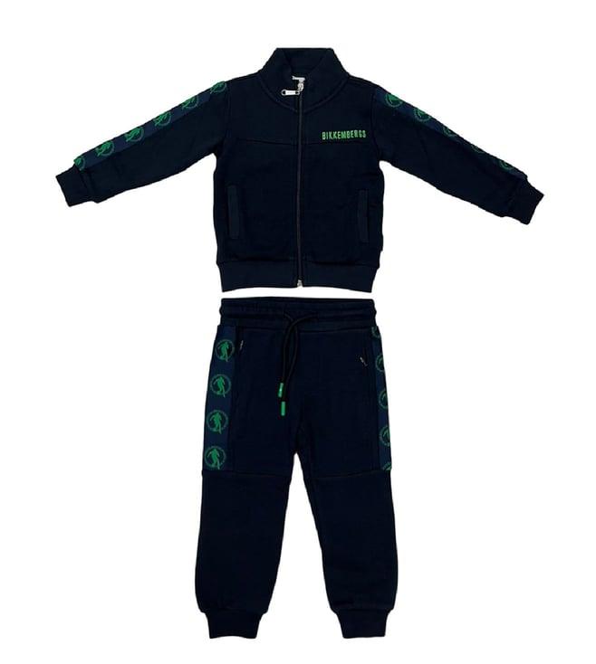 bikkembergs kids blue logo print straight fit tracksuit