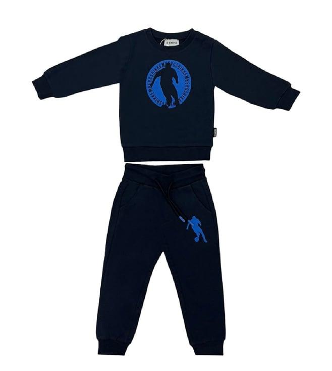 bikkembergs kids blue logo print straight fit tracksuit