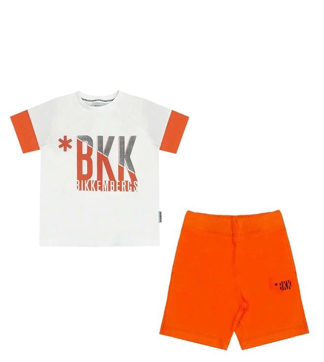 bikkembergs kids multi logo comfort fit t shirt & shorts set