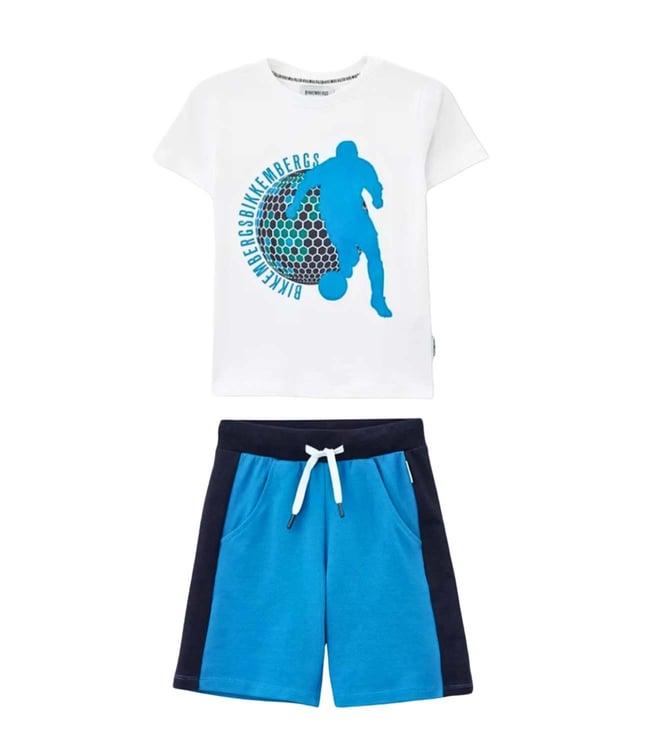 bikkembergs kids multi logo comfort fit t shirt & shorts set