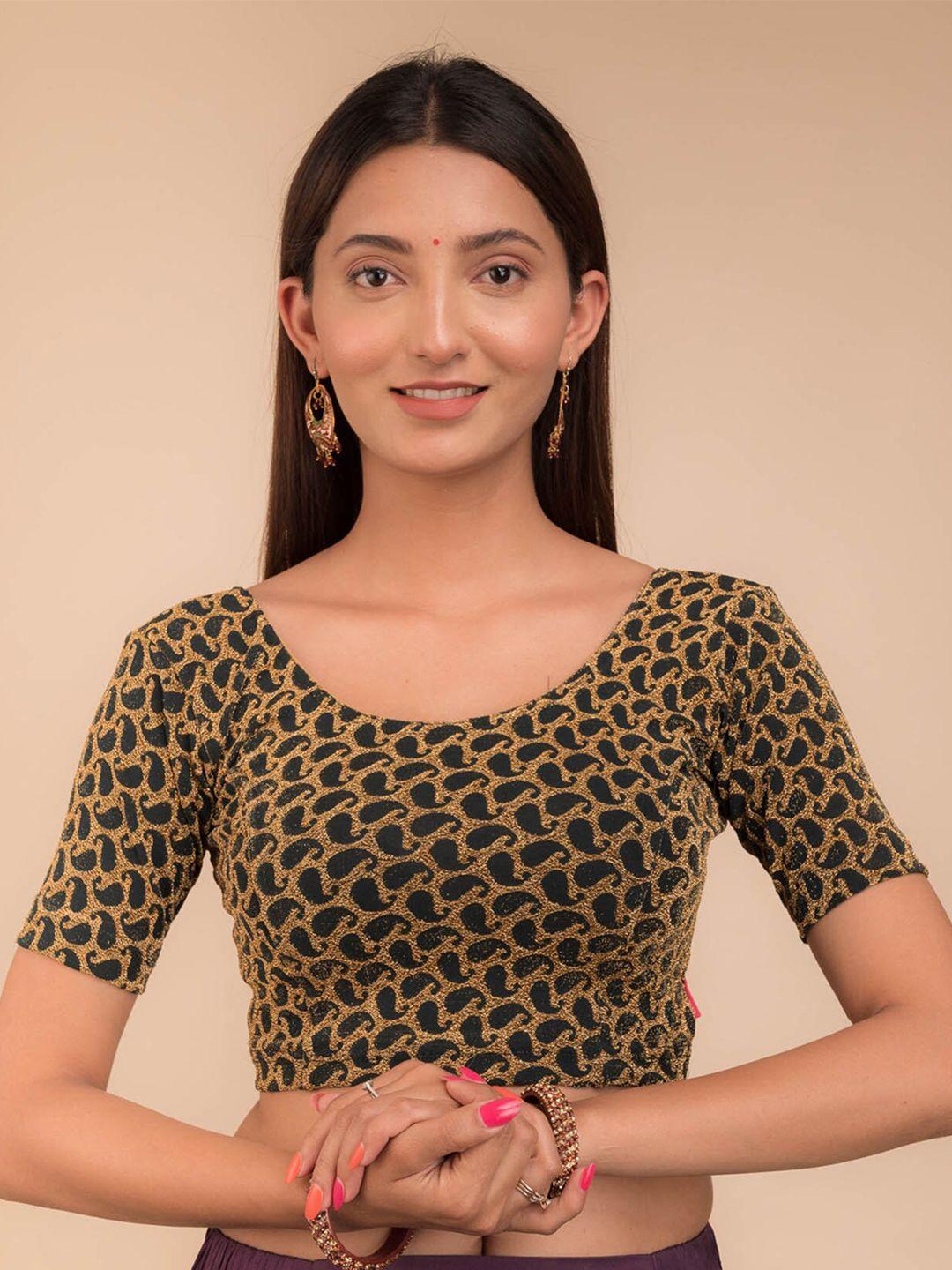 bindigasm's advi stretchable & paisley self-design saree blouse