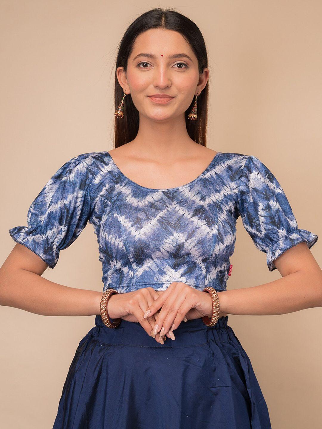 bindigasm's advi abstract printed jacquard saree blouse