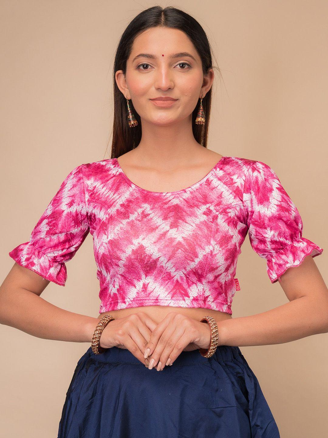 bindigasm's advi abstract printed jacquard saree blouse