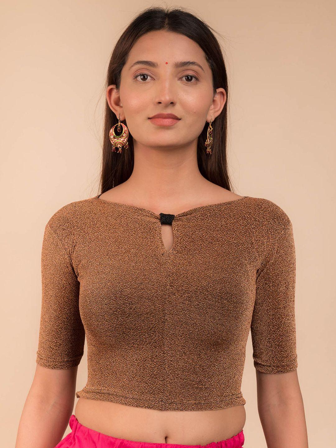 bindigasm's advi bow neck stretchable lycra saree blouse