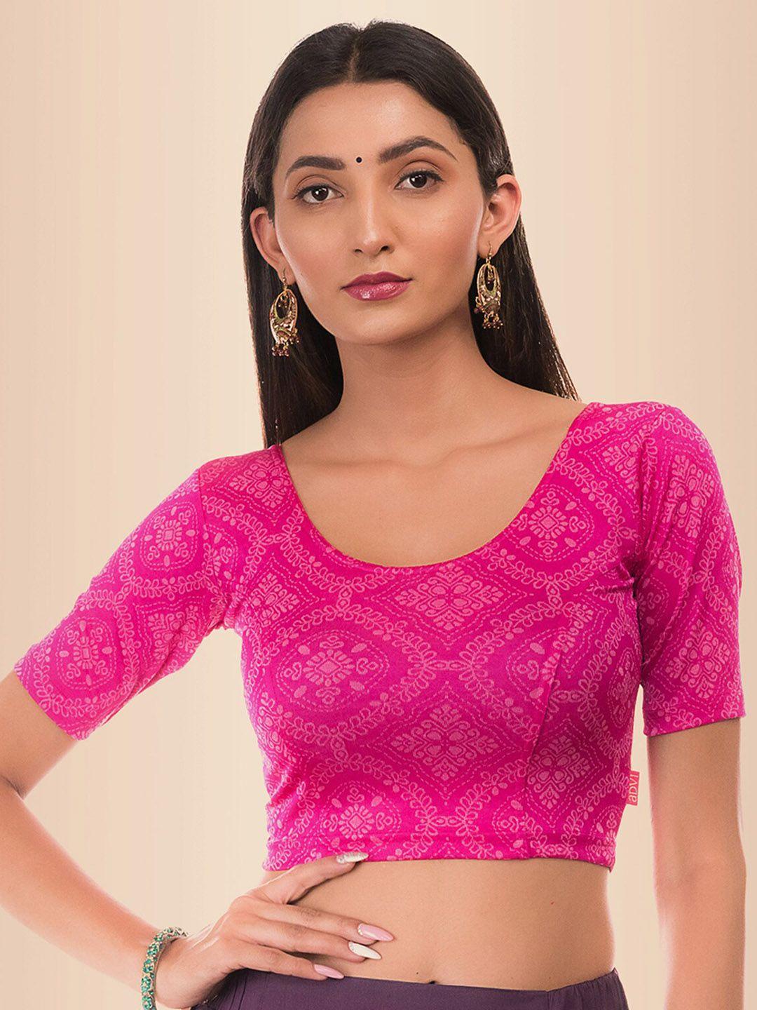 bindigasm's advi embellished jacquard stretchable saree blouse