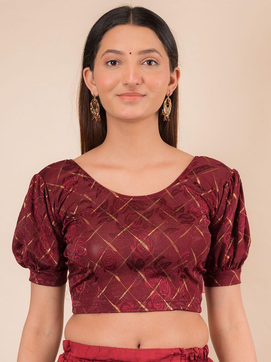 bindigasm's advi embellished stretchable jacquard saree blouse