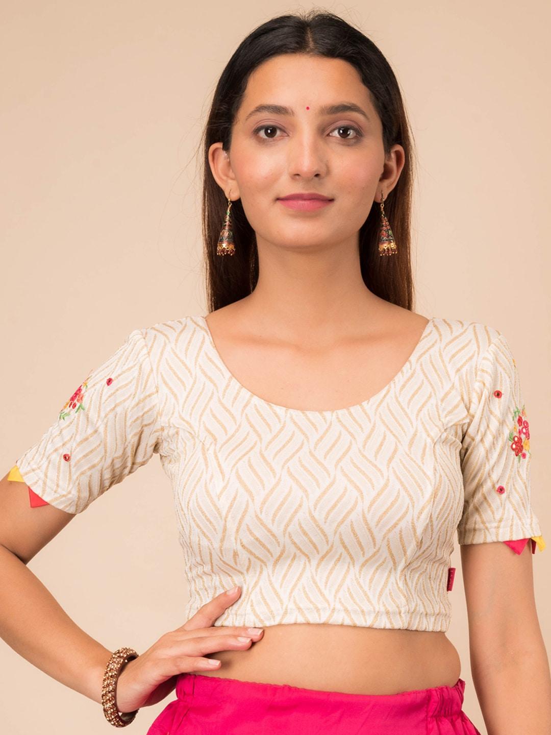 bindigasm's advi embroidered  stretchable saree blouse