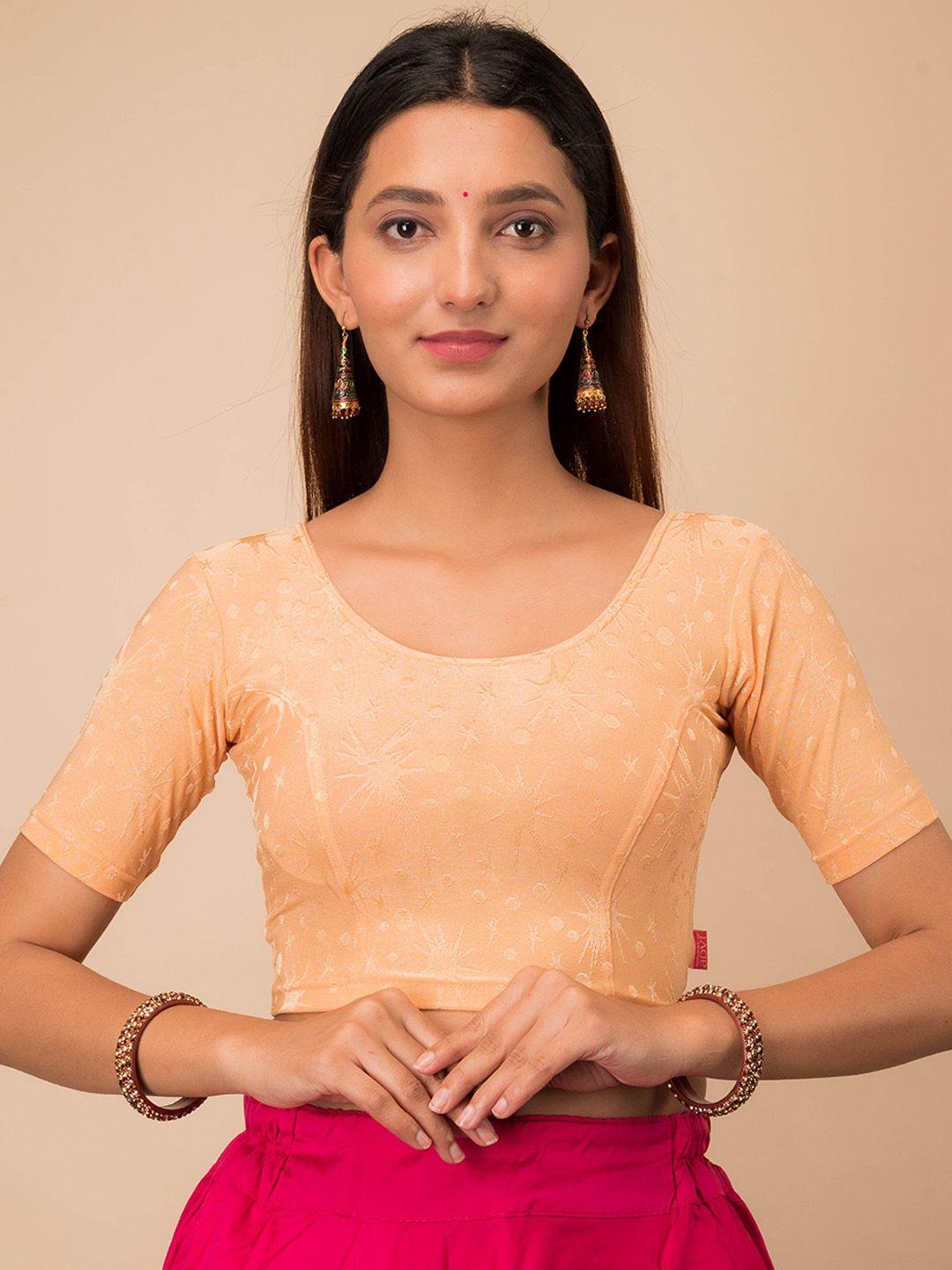 bindigasm's advi embroidered jacquard stretchable saree blouse