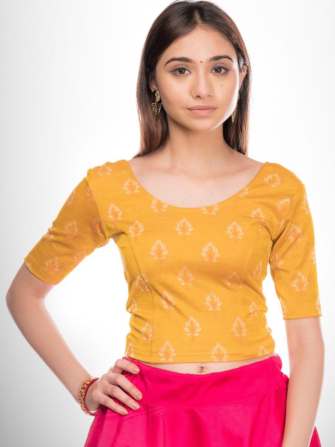 bindigasm's advi ethnic motifs printed ready-to-wear saree blouse