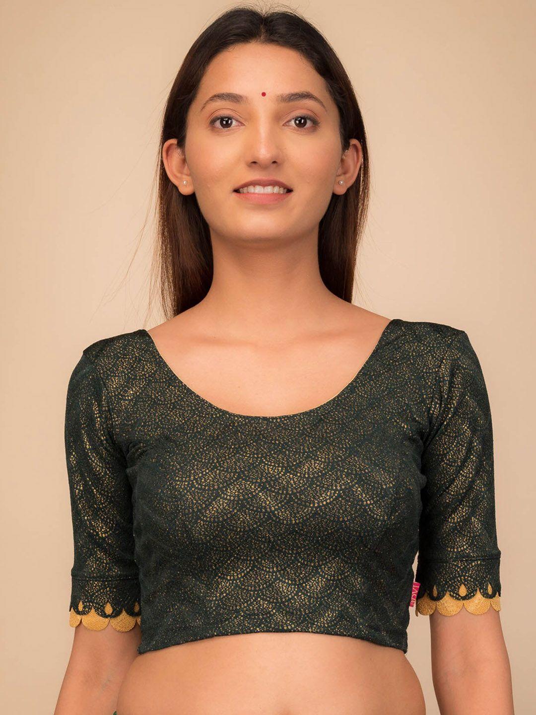 bindigasm's advi foil printed stretchable jacquard blouse