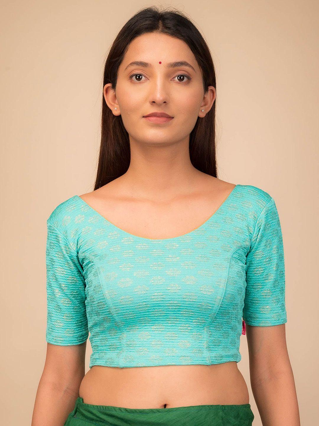 bindigasm's advi foil printed stretchable saree blouse