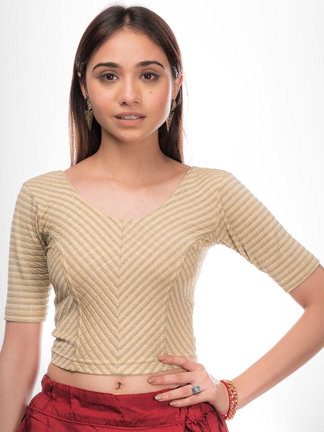 bindigasm's advi jacquard zari striped woven designed saree blouse