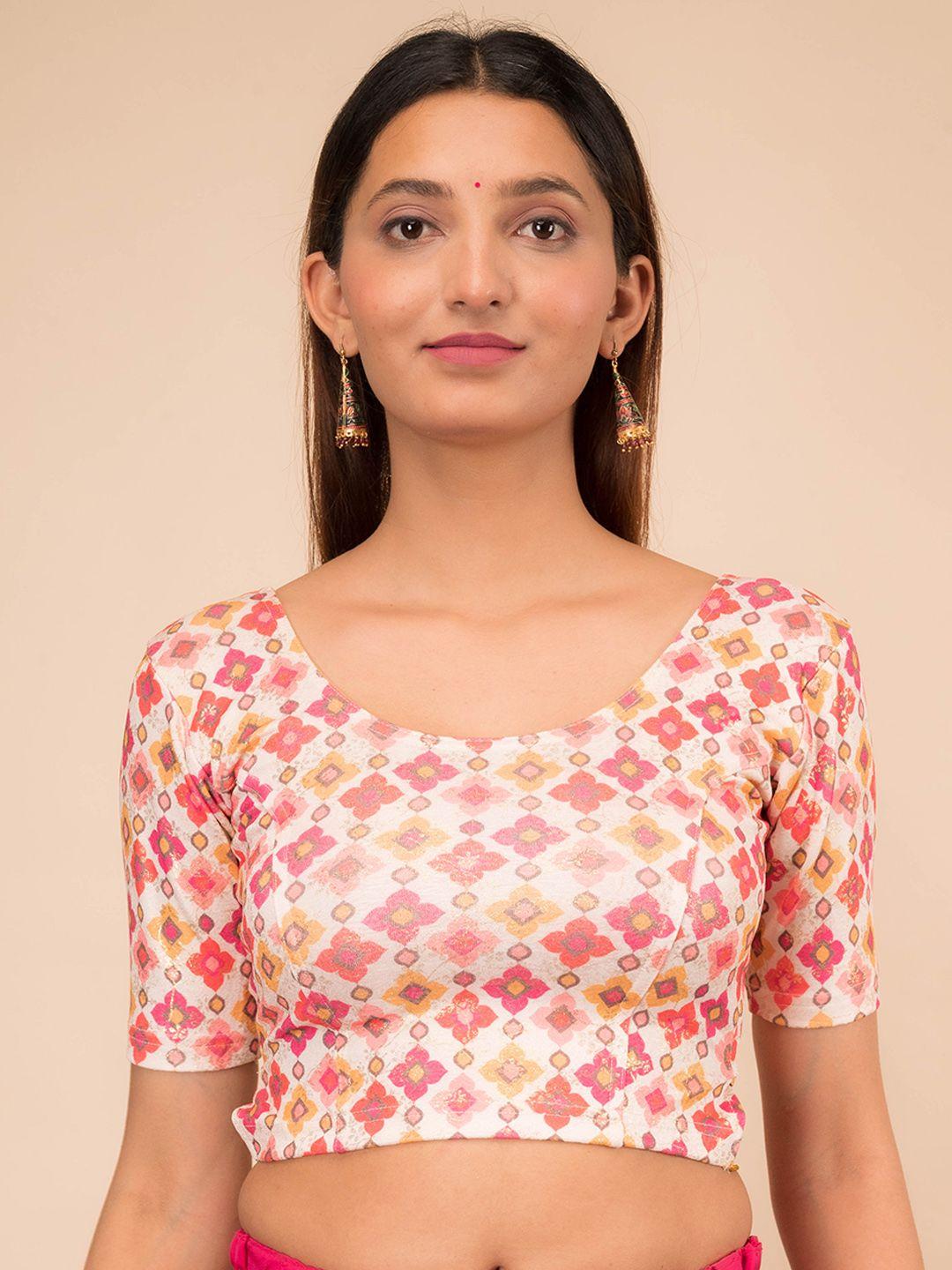 bindigasm's advi printed jacquard  saree blouse