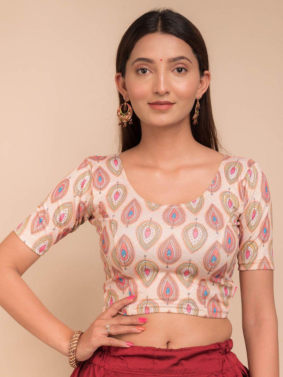 bindigasm's advi printed stretchable saree blouse