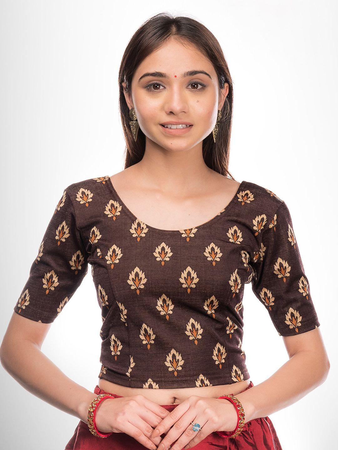 bindigasm's advi printed stretchable saree blouse