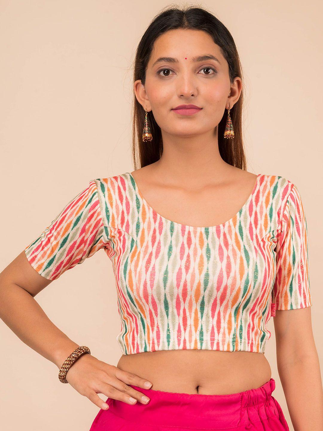 bindigasm's advi printed stretchable saree blouse