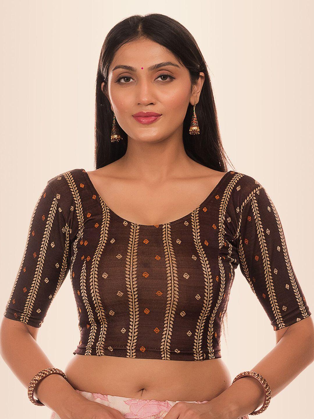 bindigasm's advi printed stretchable saree blouse