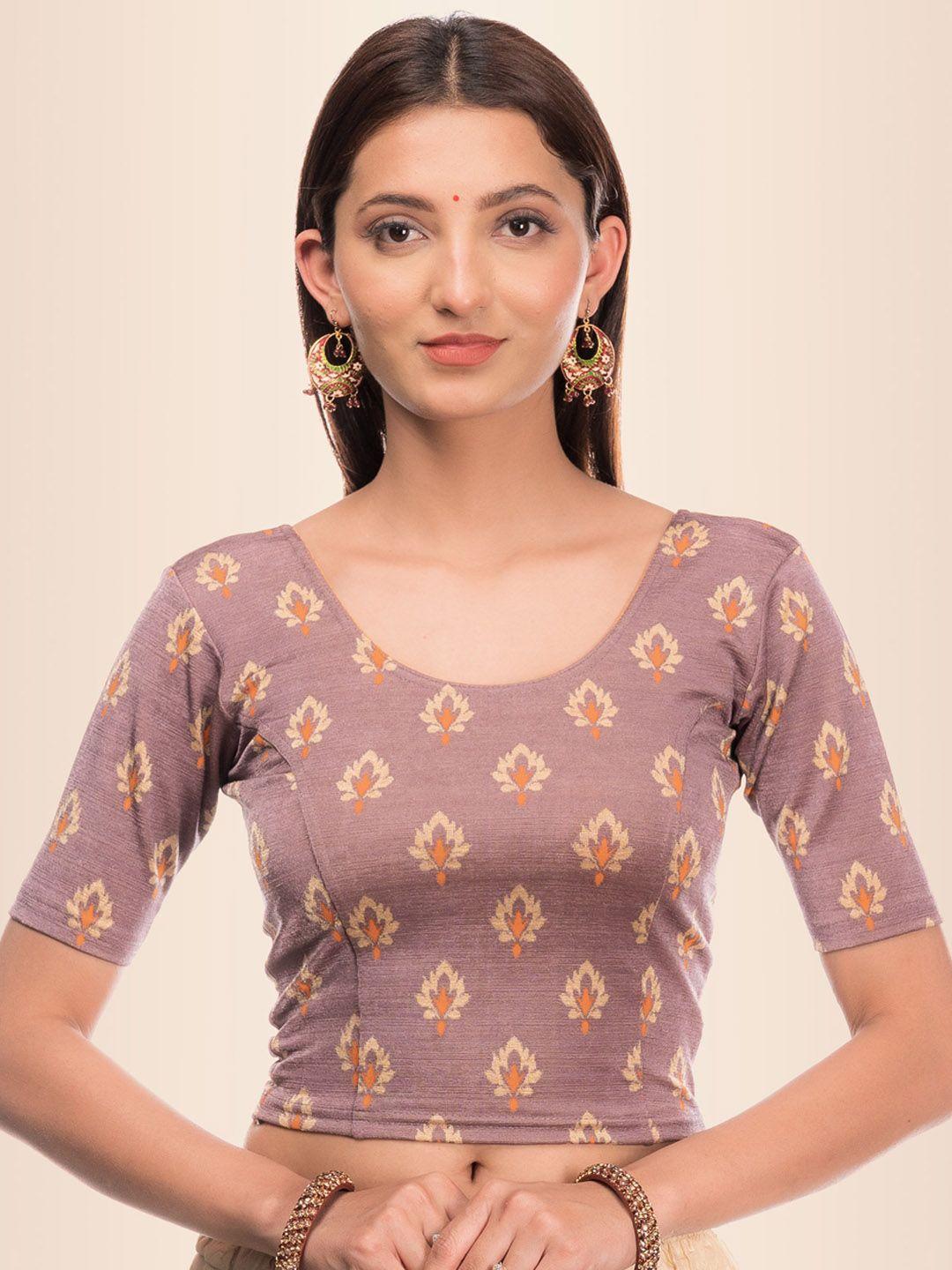 bindigasm's advi printed stretchable slip on saree blouse