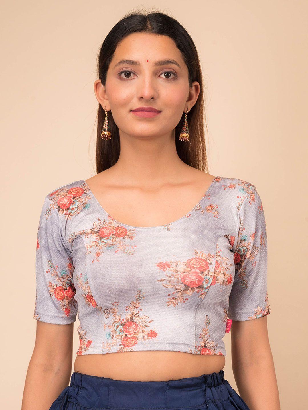 bindigasm's advi printed stretchable slip on saree blouse