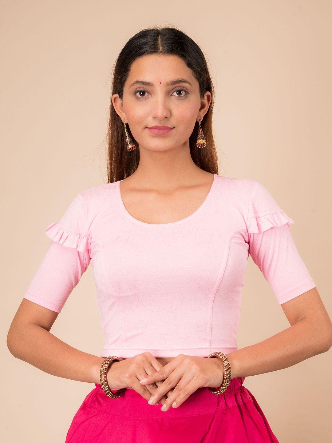 bindigasm's advi ruffle sleeves stretchable saree blouse