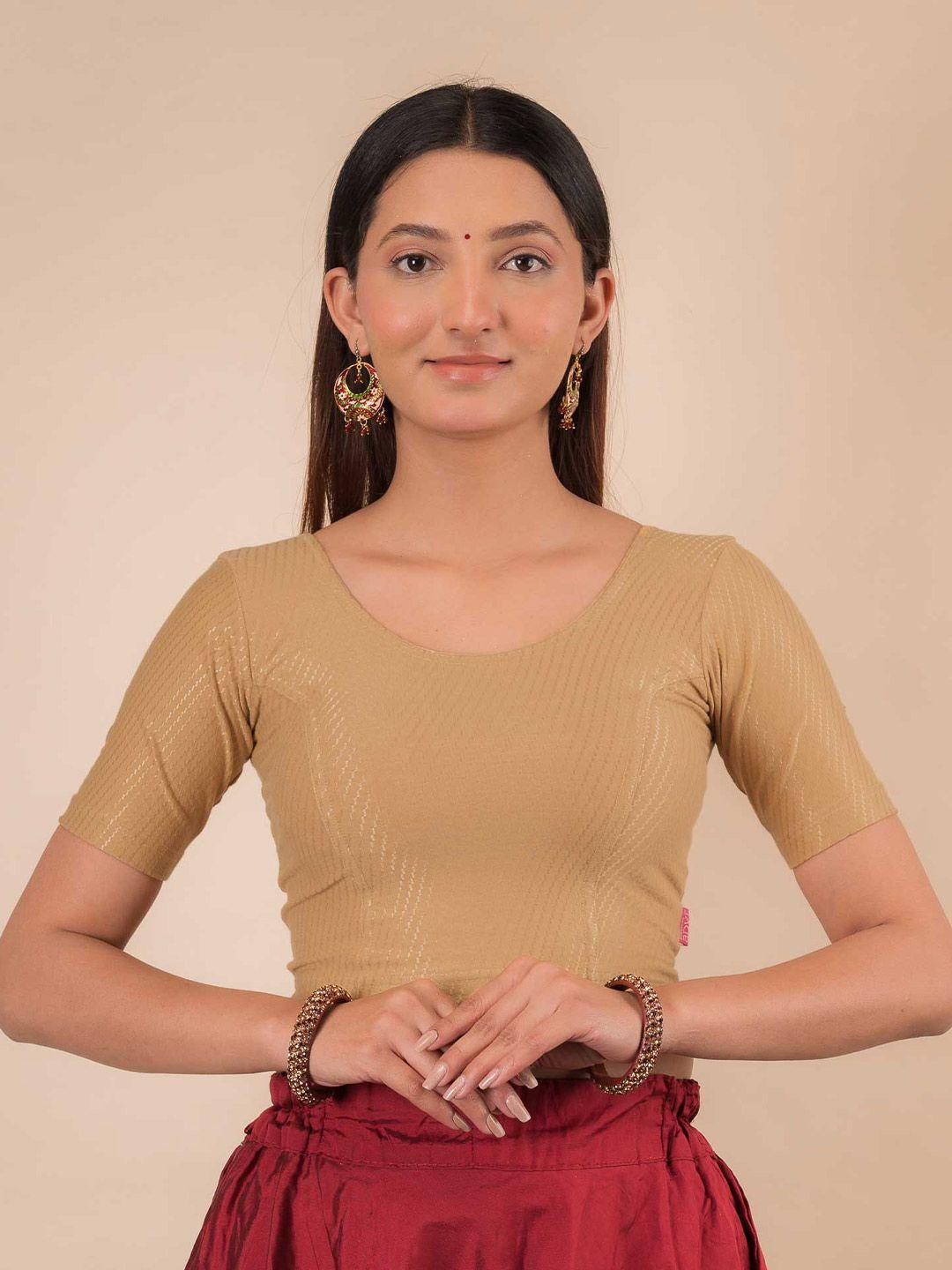 bindigasm's advi self-design cotton stretchable readymade saree blouse