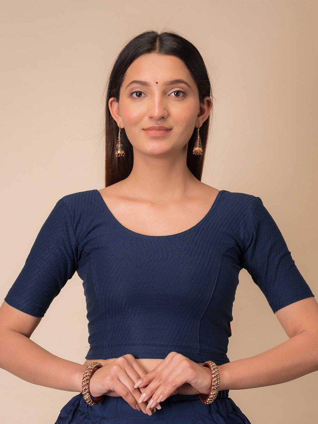 bindigasm's advi self-design cotton stretchable readymade saree blouse