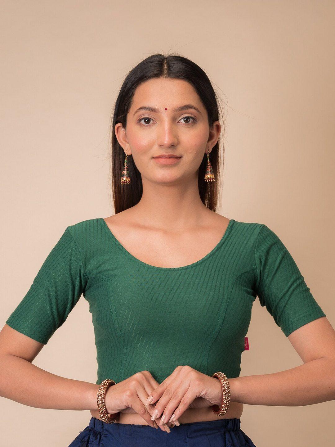 bindigasm's advi self design cotton stretchable readymade saree blouse