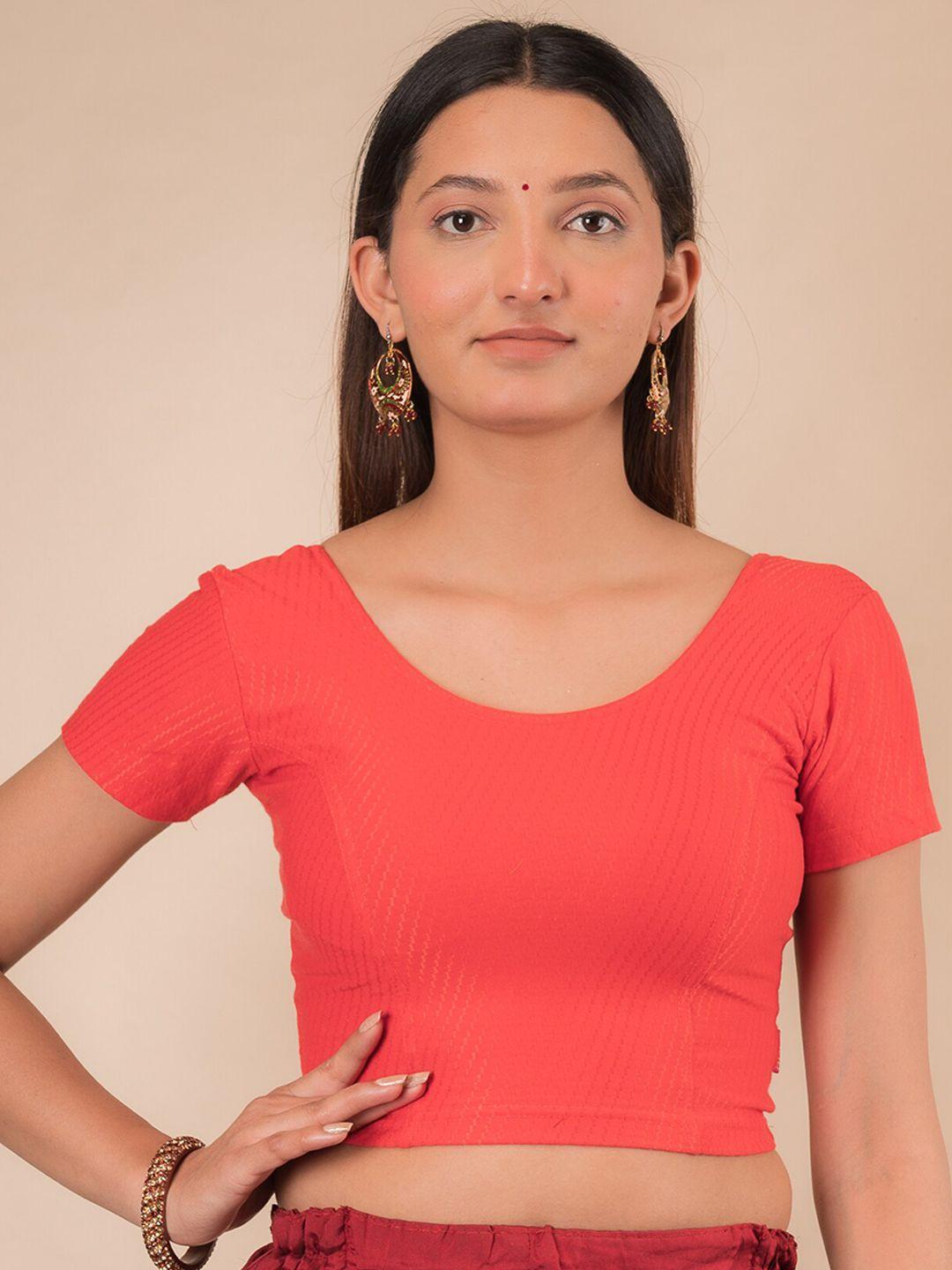 bindigasm's advi self design cotton stretchable saree blouse