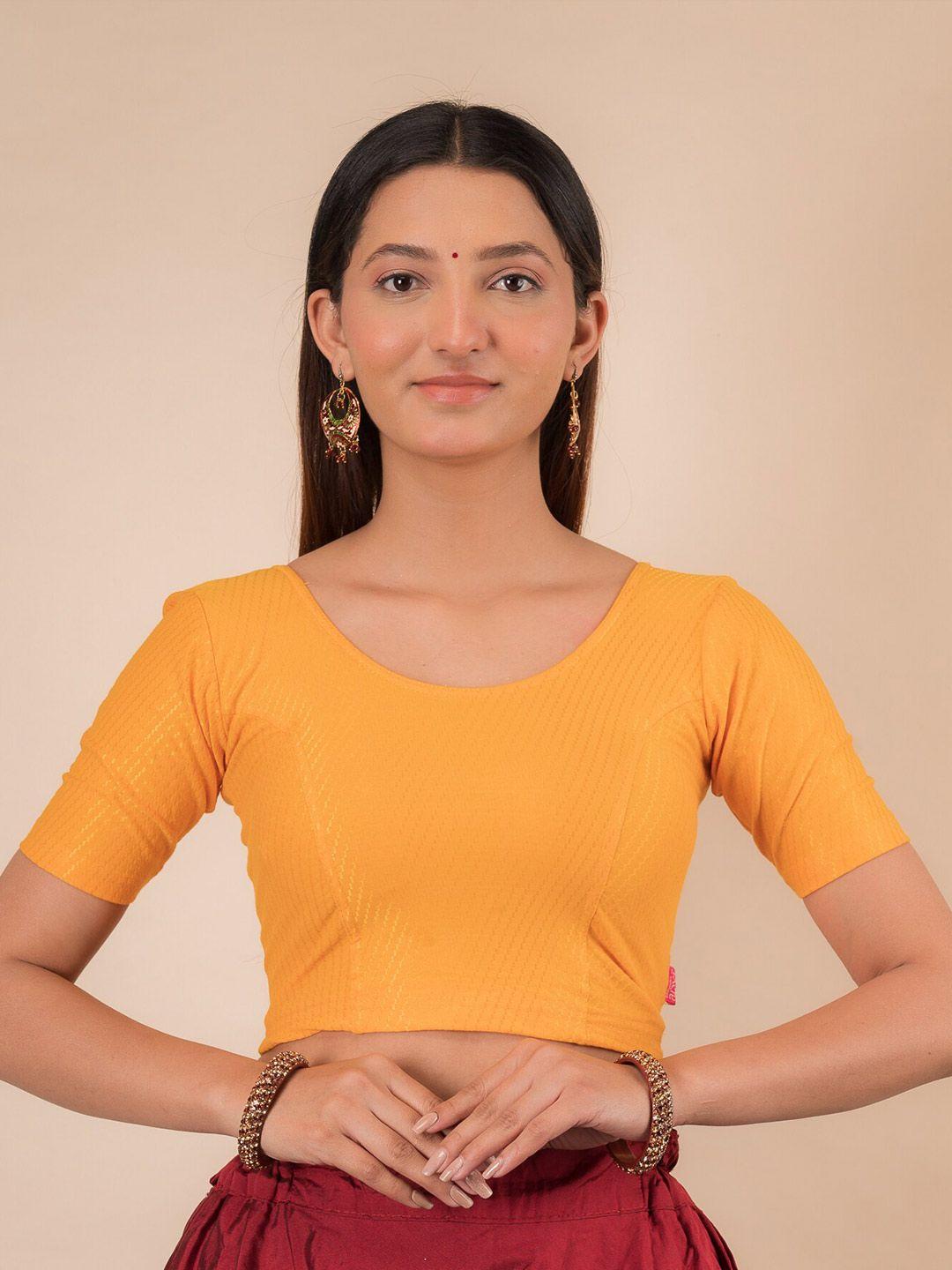bindigasm's advi self-design cotton stretchable saree blouse