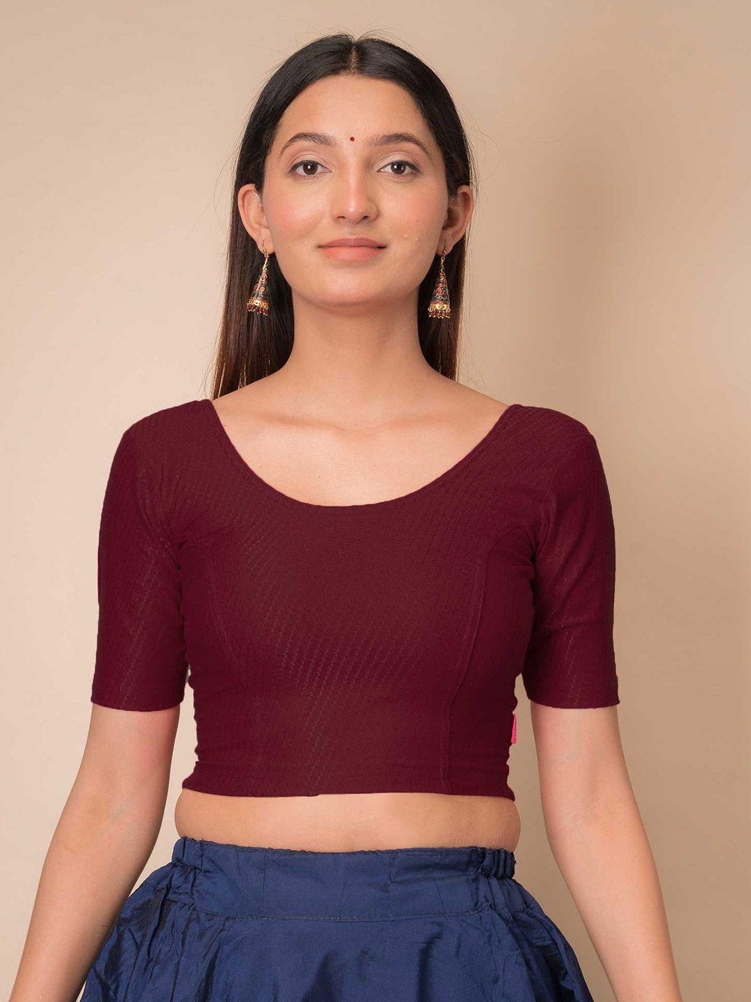 bindigasm's advi self-design stretchable cotton saree blouse