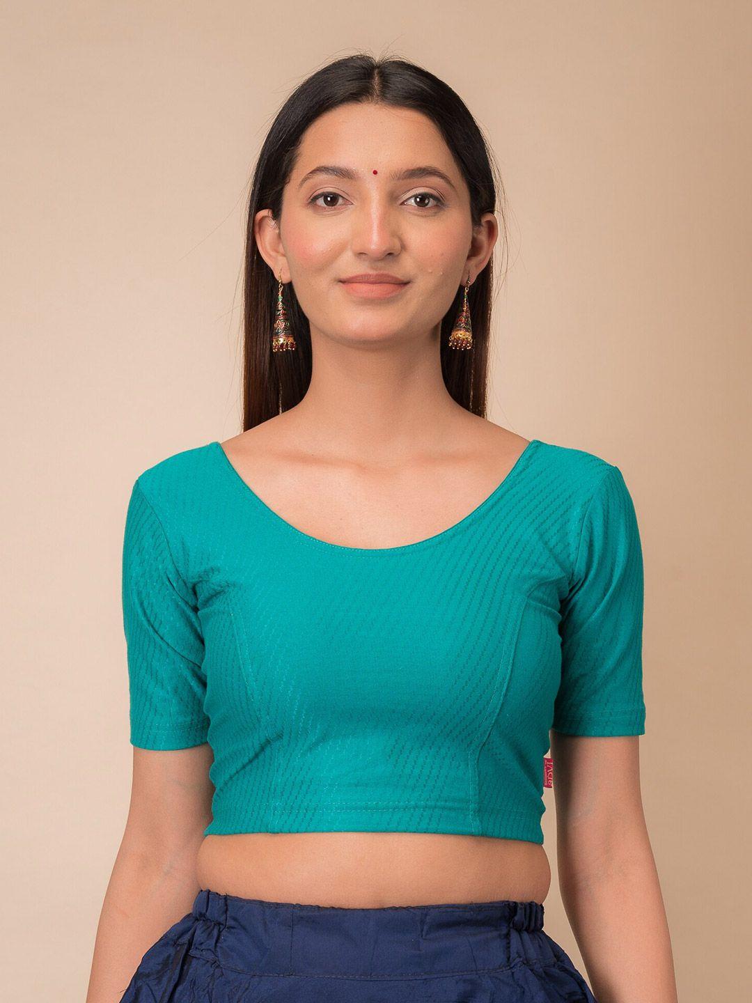 bindigasm's advi self-design stretchable cotton saree blouse