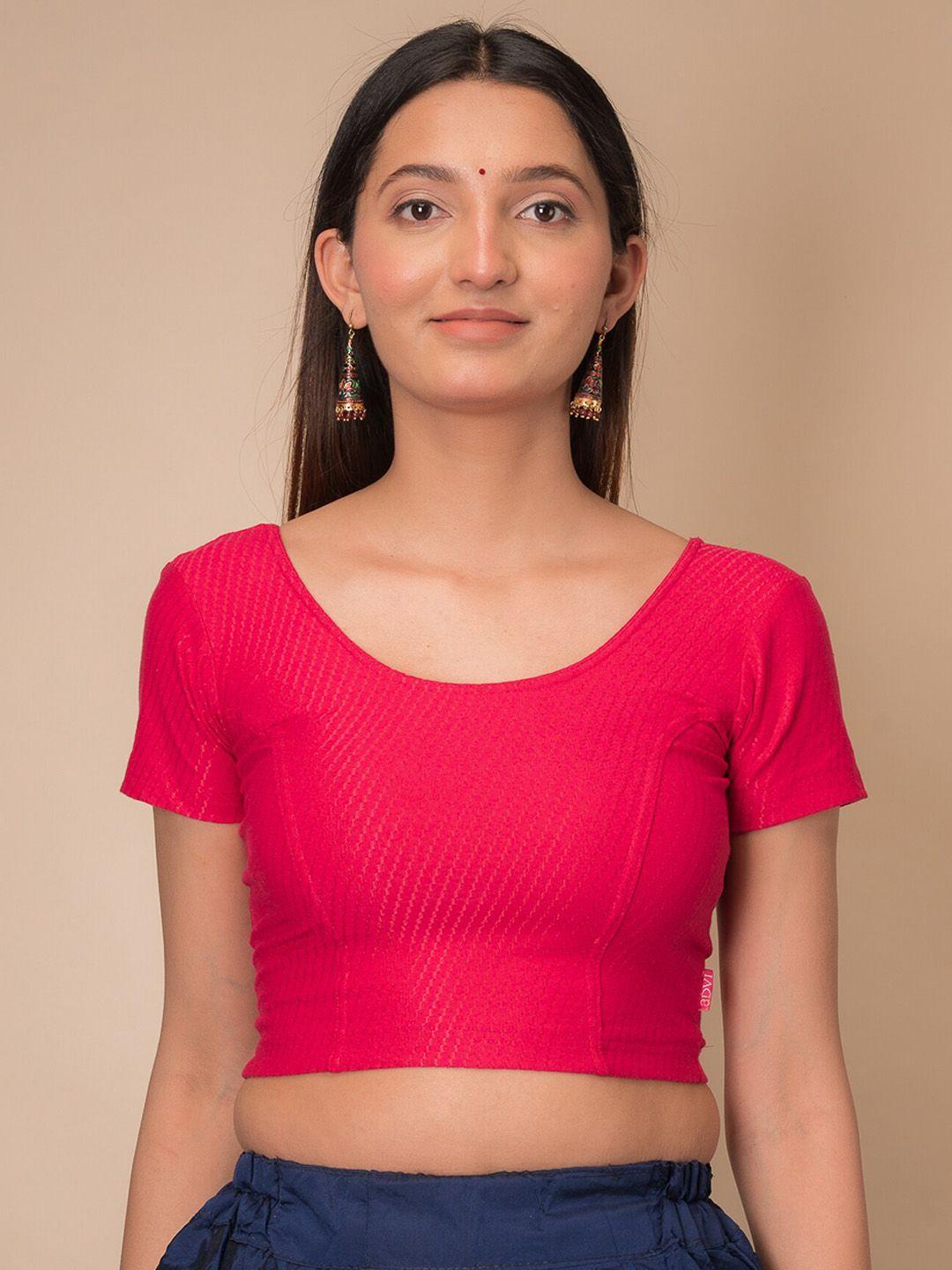 bindigasm's advi self-designed textured cotton stretchable saree blouse