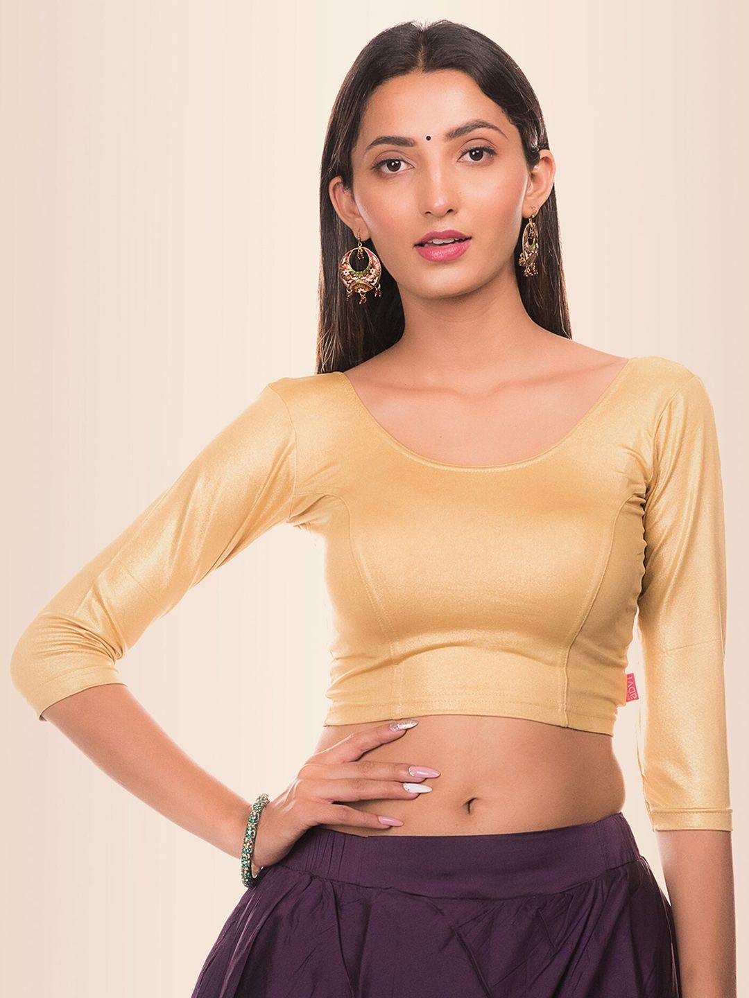 bindigasm's advi shimmer jacquard readymade saree blouse