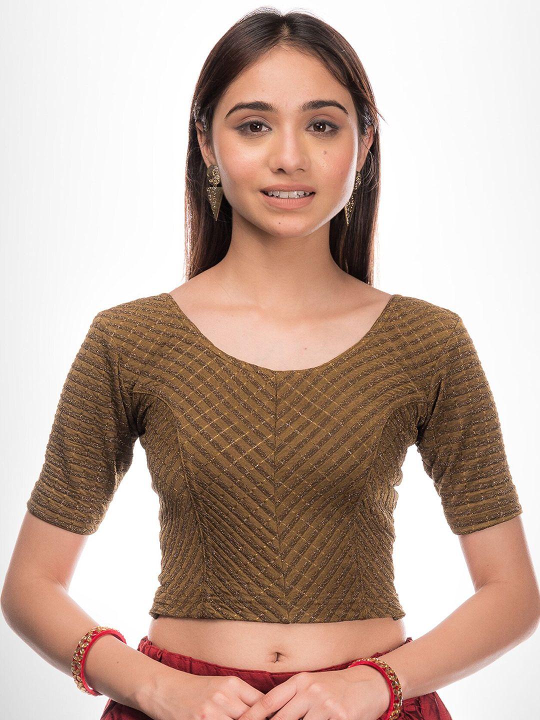 bindigasm's advi stripes zig zag stretchable saree blouse