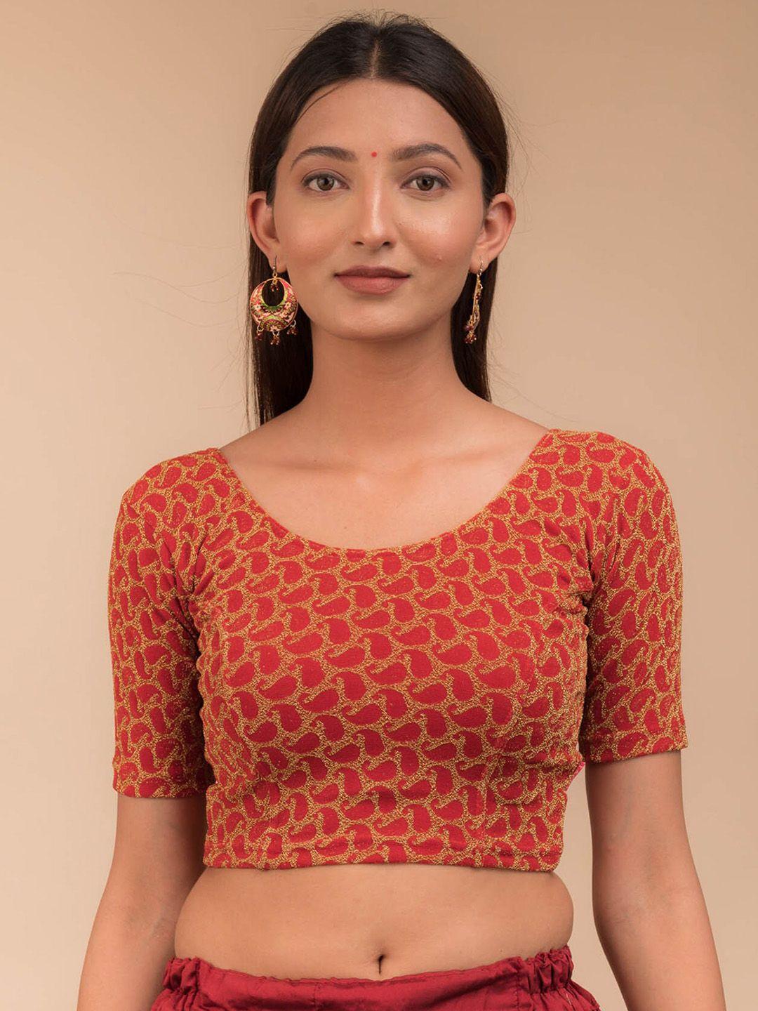 bindigasm's advi woven-designed stretchable saree blouse