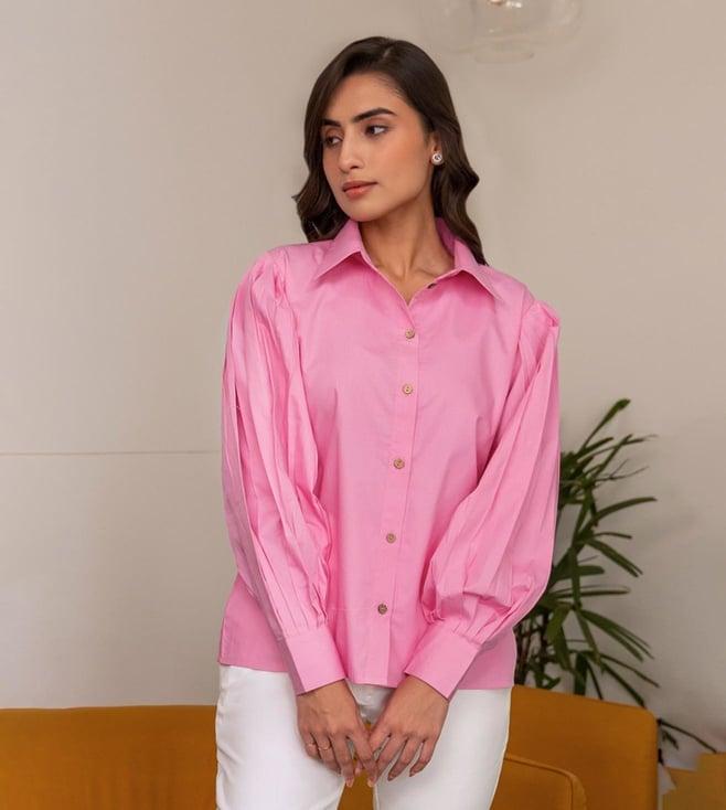 binfinite fuchsia pink baloon sleeve shirt