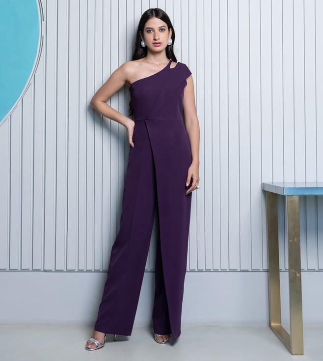 binfinite purple one shoulder jumpsuit