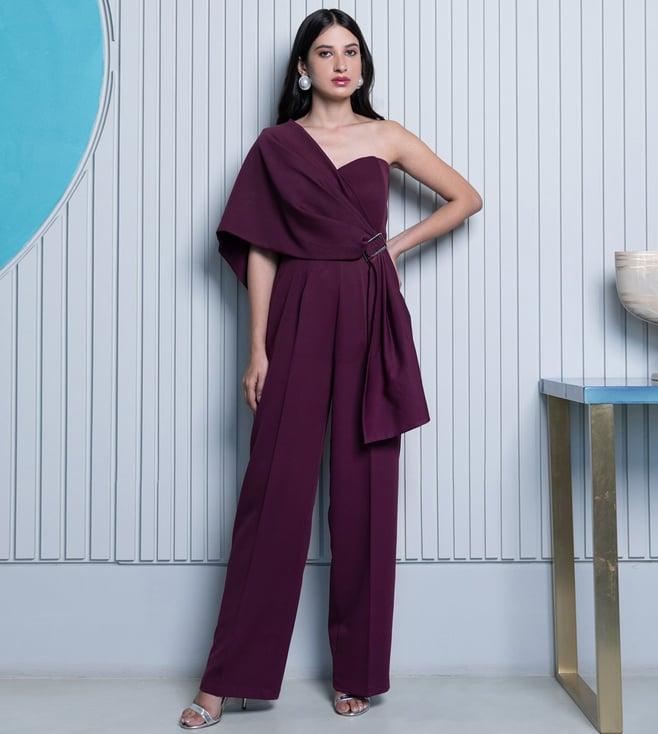 binfinite rasin wine one shoulder jumpsuit