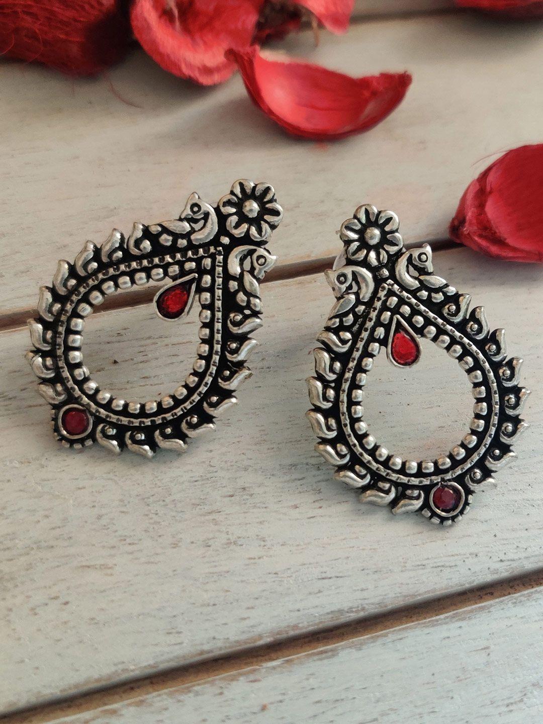binnis wardrobe red contemporary studs earrings